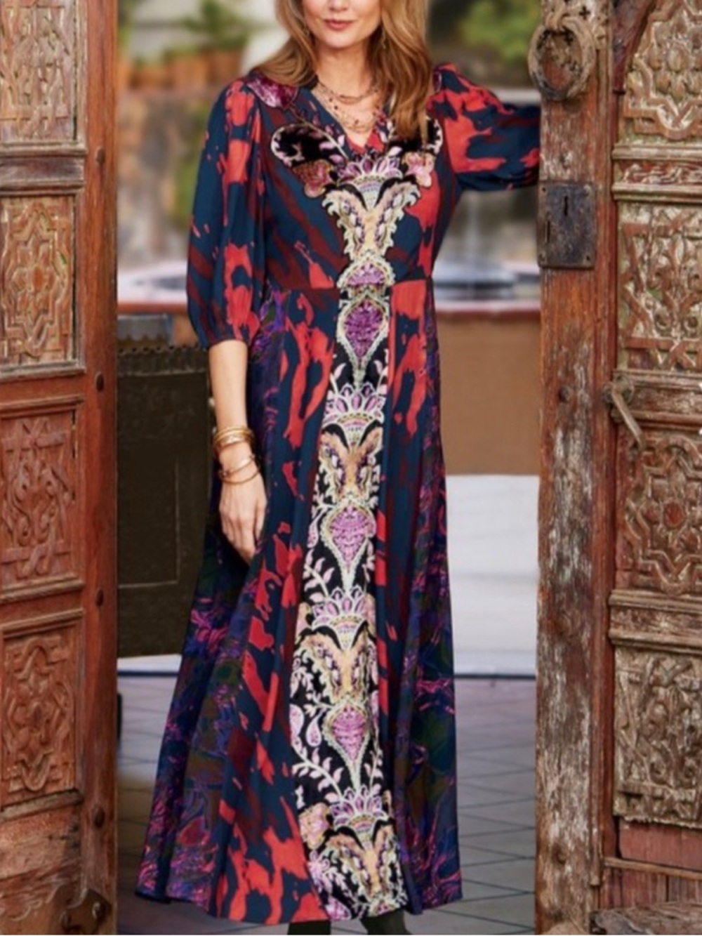 Soft Surroundings Epiphany Floral Velvet Dress